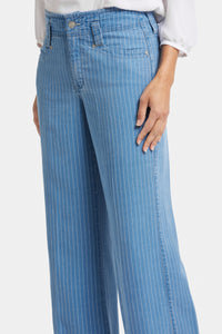 High Rise Teresa Wide Leg Jeans Light Blue Striped Premium Denim | Light Marine Stripe | Pants | NYDJ