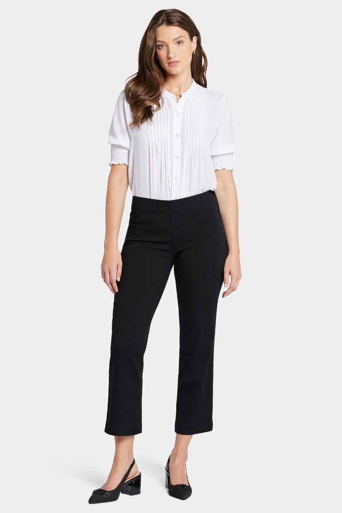 Bailey Relaxed Straight Ankle Pull-On Jeans In Soft-Contour Denim™ | Overdye Black | Pants | NYDJ