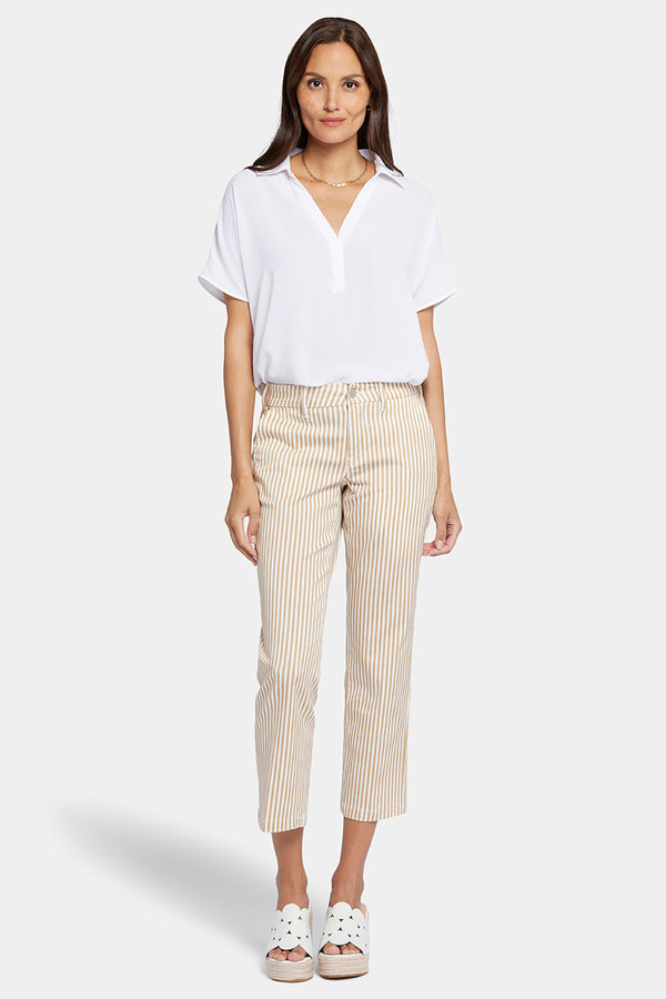 Straight Leg Ankle Trouser Beige Stretch Twill | Sunbird Stripe | Non Denim | NYDJ