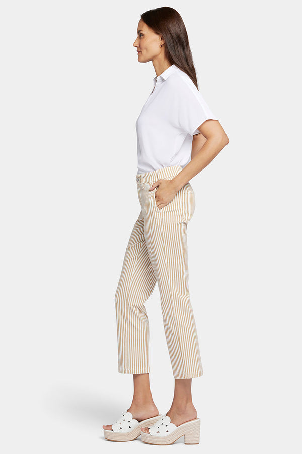 Straight Leg Ankle Trouser Beige Stretch Twill | Sunbird Stripe | Non Denim | NYDJ