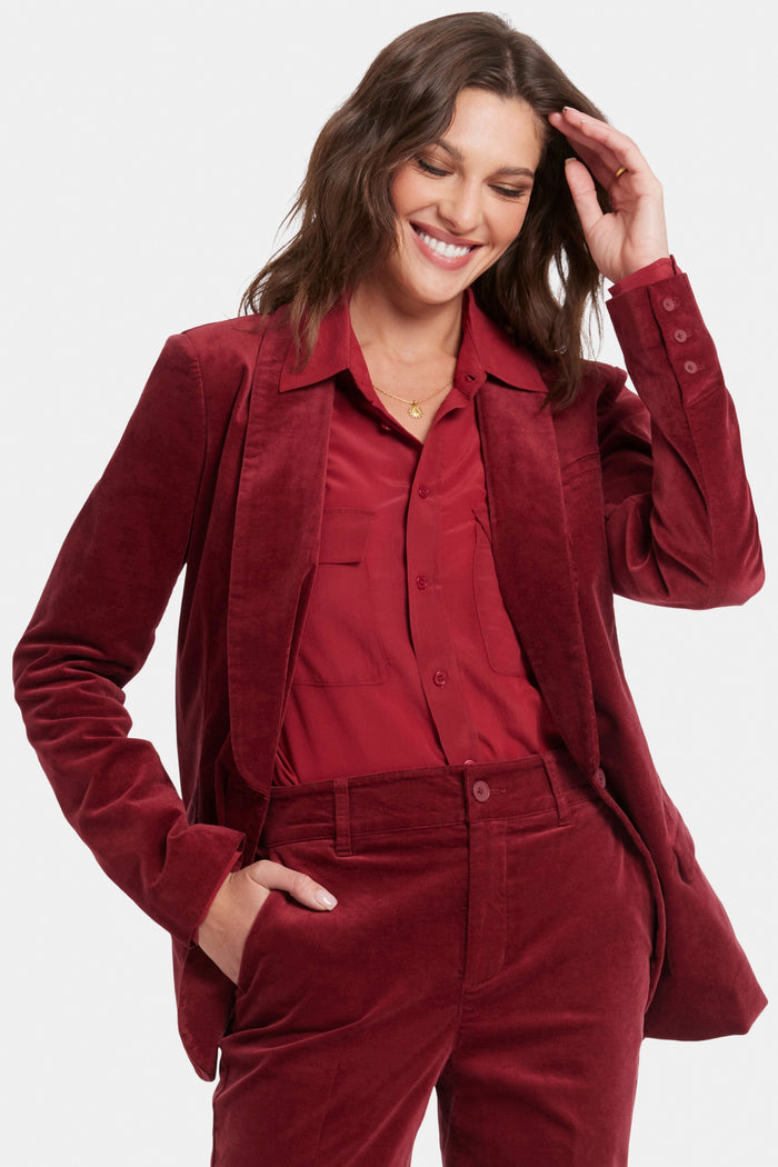 Tuxedo Jacket Velveteen Red | Wild Currant | Blazer | NYDJ