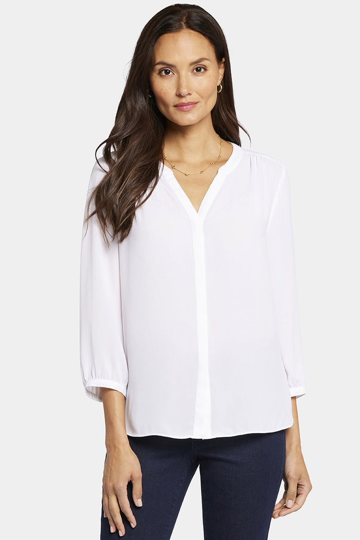 Pintuck Blouse | Optic White | Blouse | NYDJ