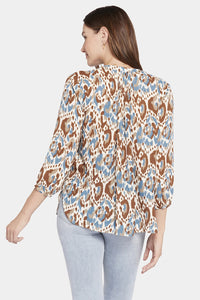 Pintuck Blouse Graphic Print | Ocean Dream | Blouse | NYDJ