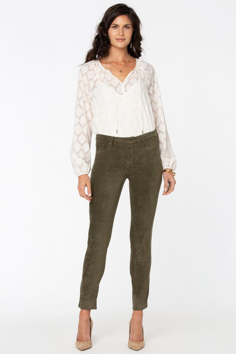 Alina Skinny Green Faux Suede | Martini Olive | Pants | NYDJ