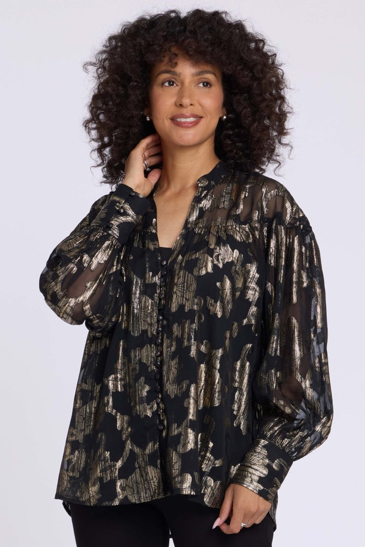 Anika Blouse | Black &amp; Gold - NYDJ