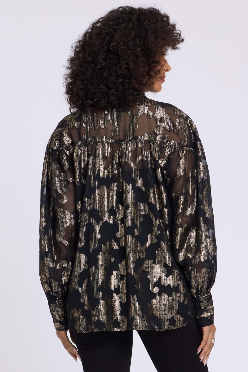 Anika Blouse | Black & Gold - NYDJ