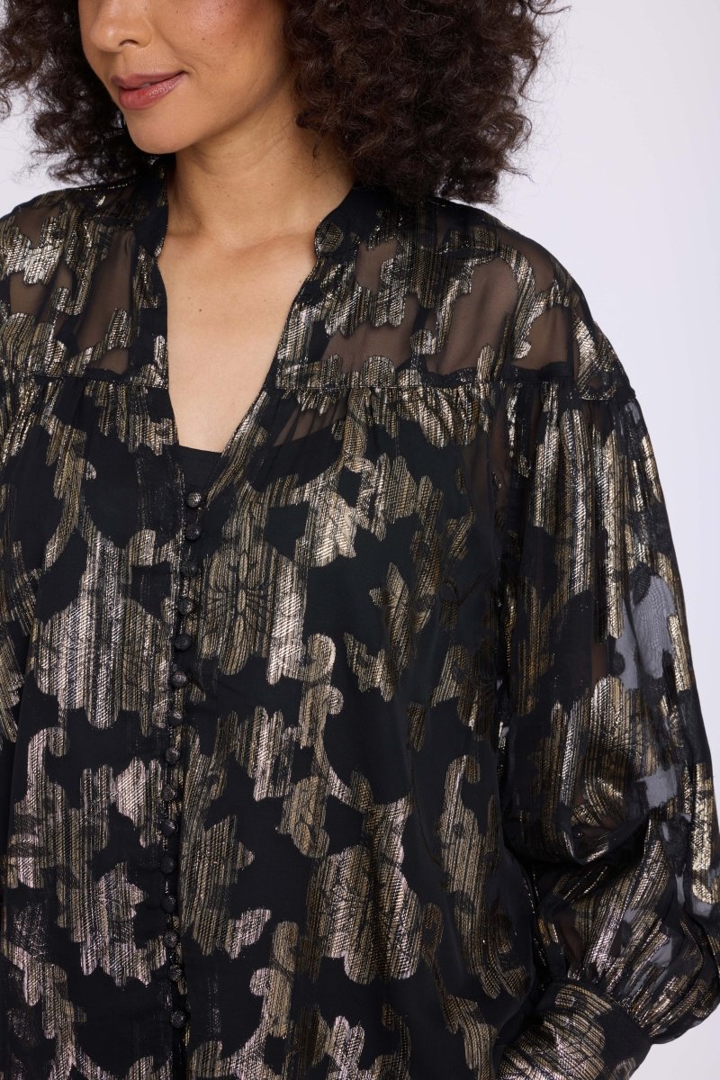 Anika Blouse | Black &amp; Gold - NYDJ