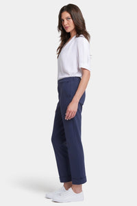 Cassidy Ankle Pull-On Trouser Pants In Ponte Knit With Cuffs | Oxford Navy | Pants | NYDJ