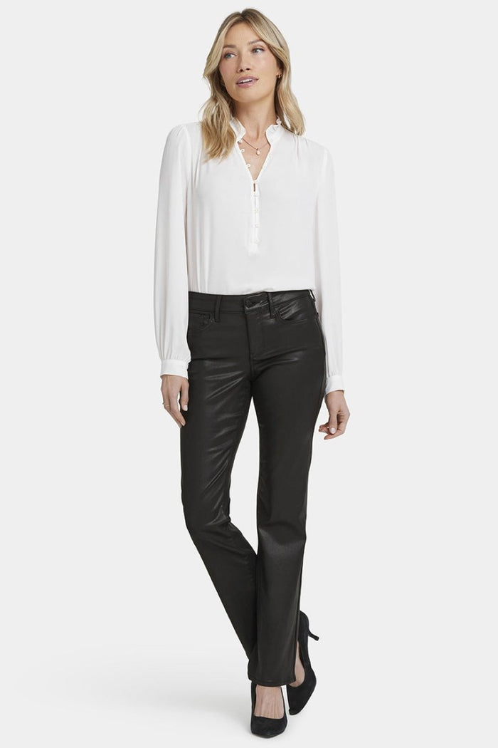 Coated Marilyn Straight Jeans | Black Coated | Pants | NYDJ