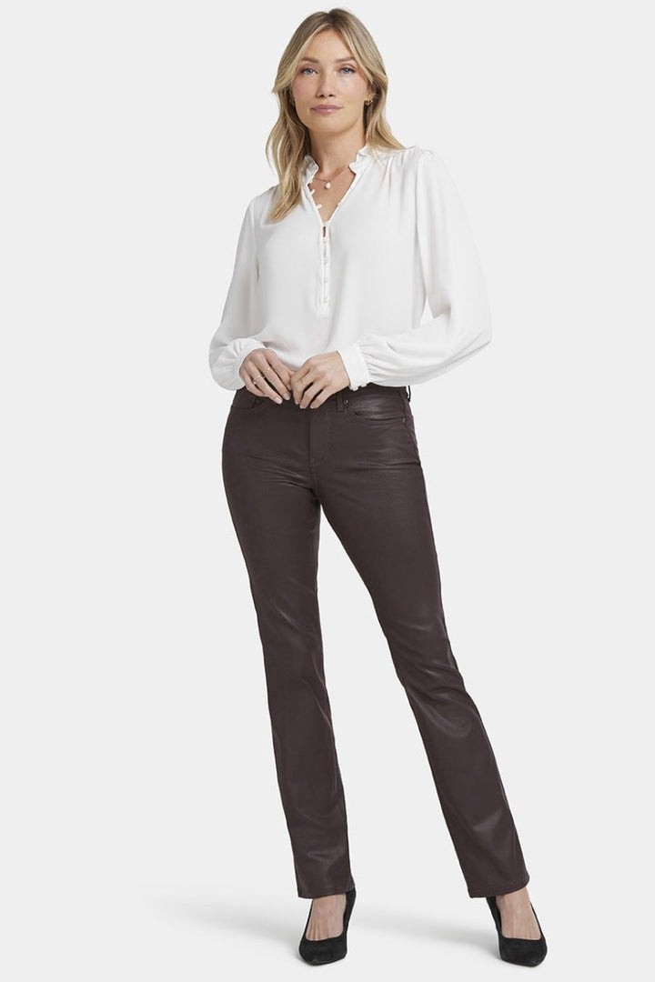 Coated Marilyn Straight Jeans | Cordovan Coated | Pants | NYDJ