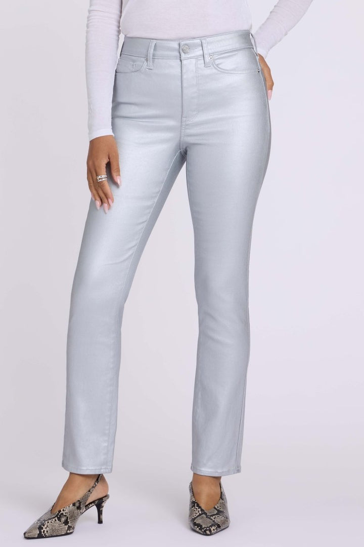 Coated Sheri Slim Straight Jeans | Coated Silver - NYDJ