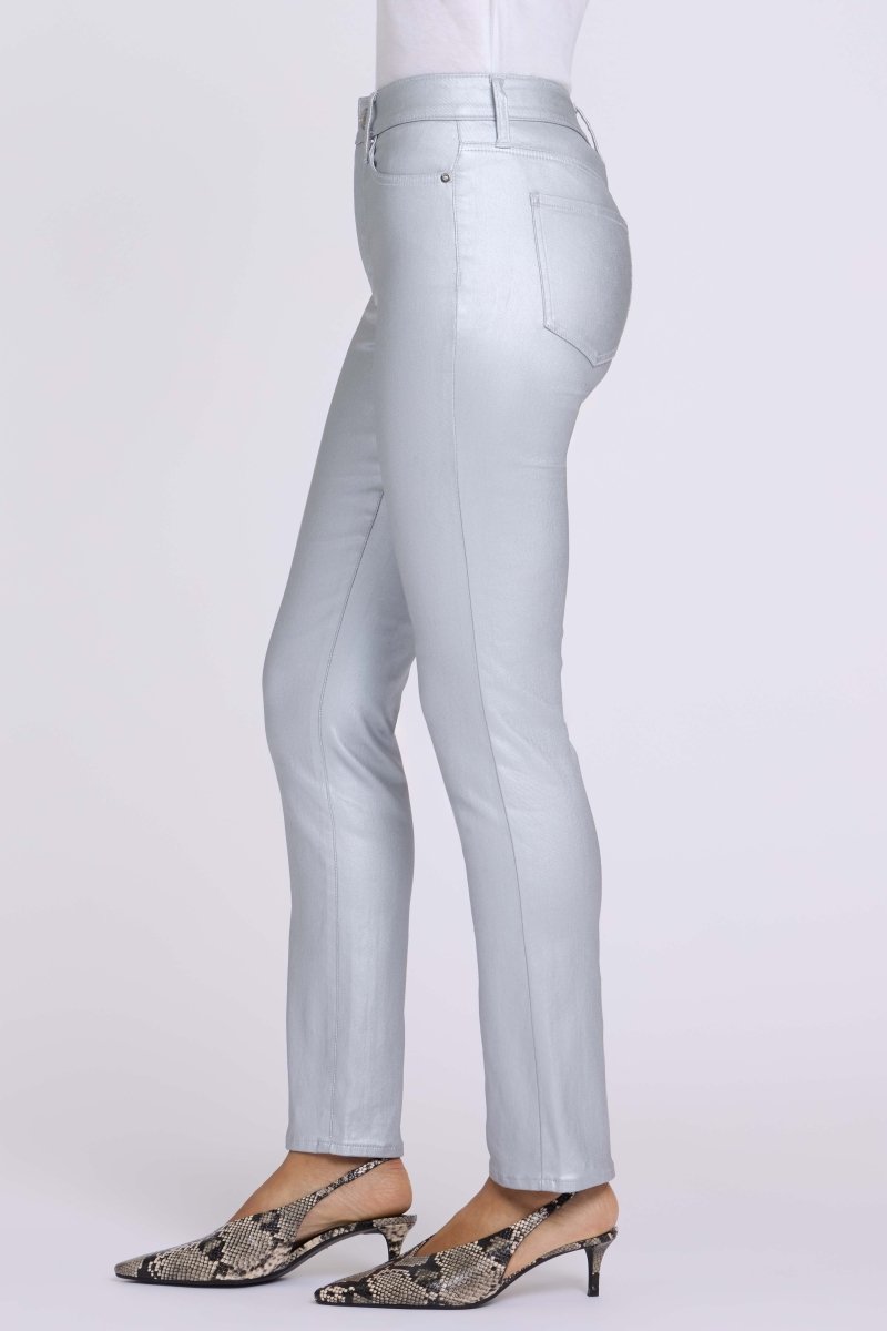 Coated Sheri Slim Straight Jeans | Coated Silver - NYDJ