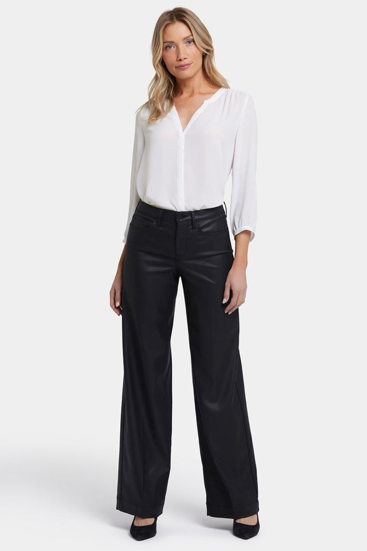 Coated Teresa Wide Leg Jeans | Black Coated | Denim | NYDJ