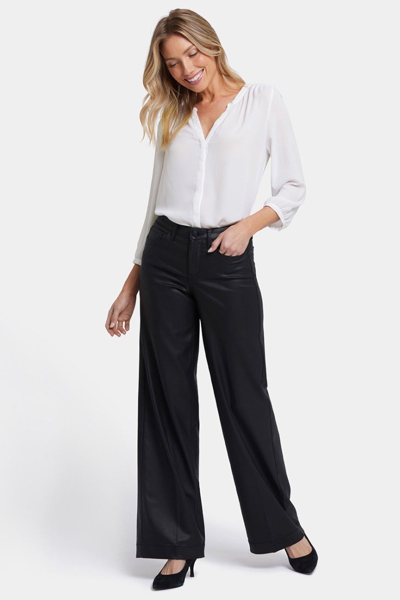 Coated Teresa Wide Leg Jeans | Black Coated | Denim | NYDJ
