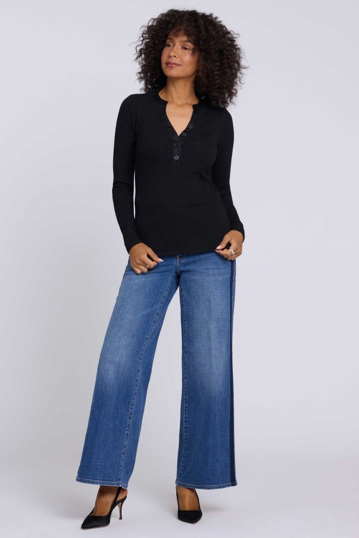 Emery Ribbed Henley | Black - NYDJ