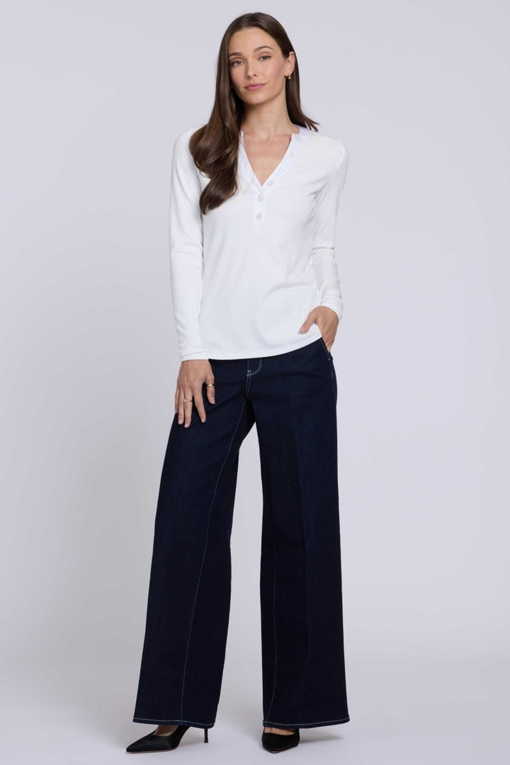 Emery Ribbed Henley | Optic White - NYDJ