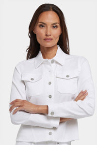 Frayed Hem Jacket In Stretch Twill | Optic White | Jacket | NYDJ