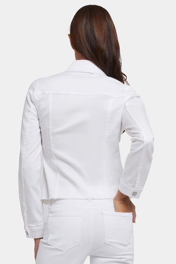 Frayed Hem Jacket In Stretch Twill | Optic White | Jacket | NYDJ