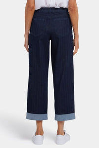 Jemma Barrel Ankle Jeans With High Rise And 2" Roll Cuffs | Biscay Stripe | Pants | NYDJ