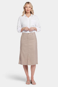 Marilyn A-Line Skirt Brown Stretch Linen | Saddlewood | Skirt | NYDJ