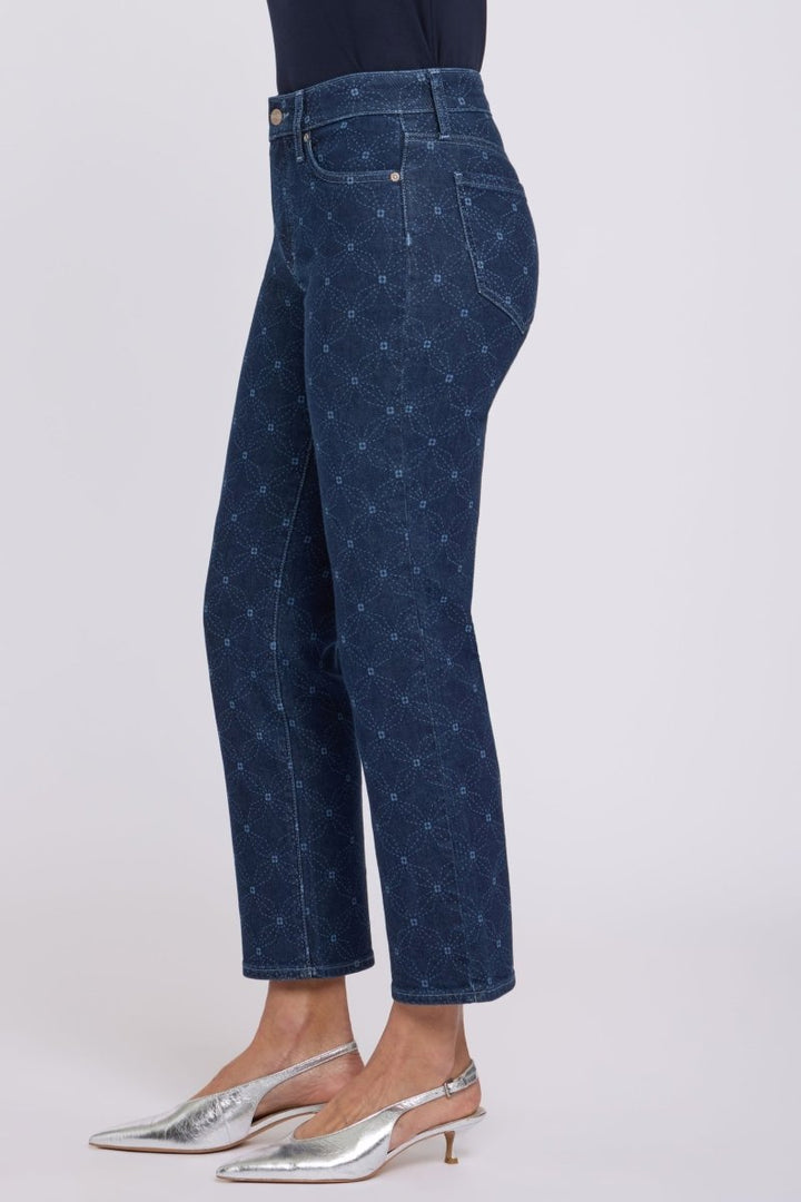Marilyn Straight Ankle Jeans | Geo Flower Print | Denim | NYDJ