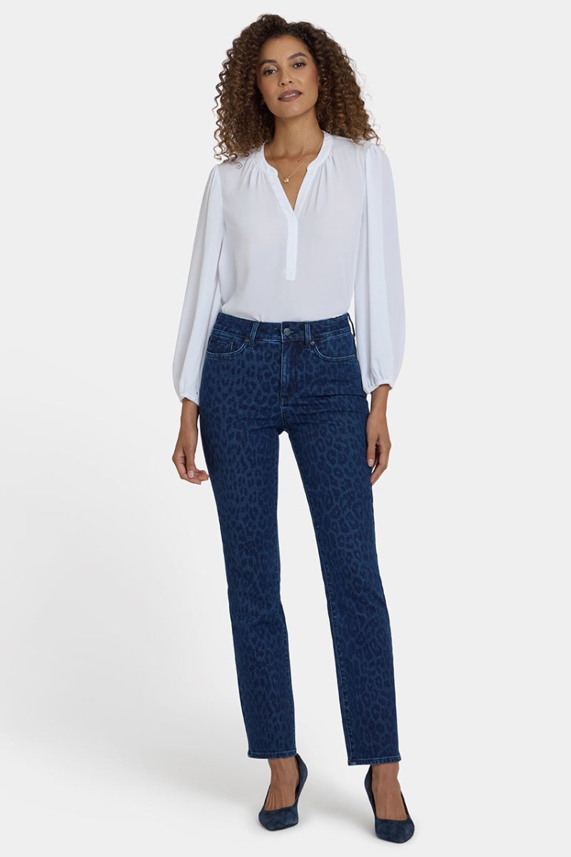 Marilyn Straight Jeans | Dark Denim Leopard Print | Denim | NYDJ