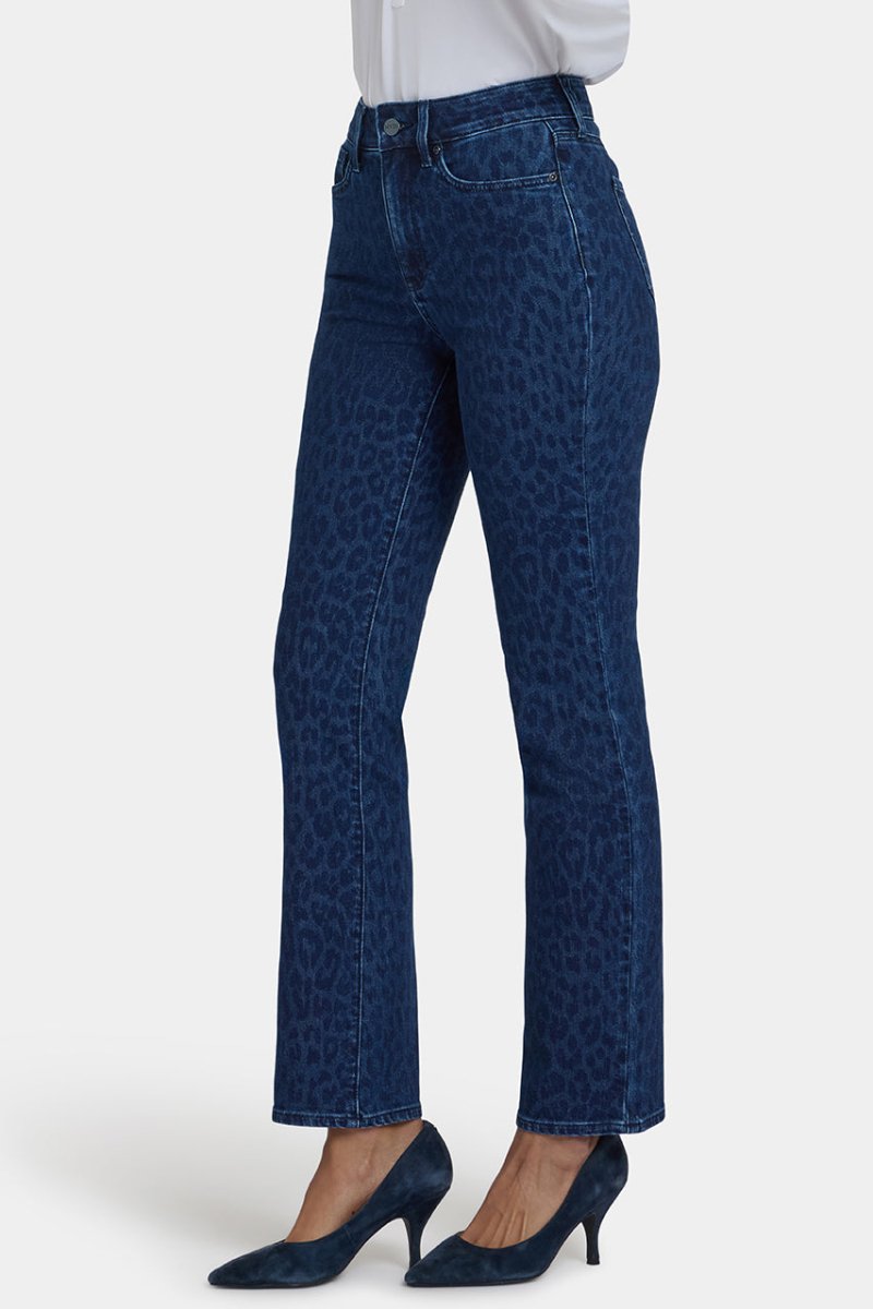 Marilyn Straight Jeans | Dark Denim Leopard Print | Denim | NYDJ