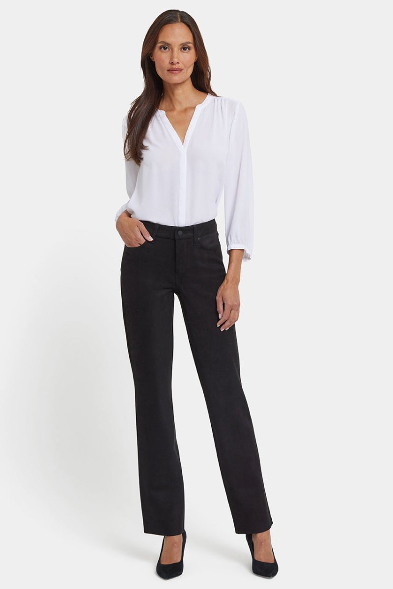 Marilyn Straight Pants in Stretch Faux Suede | Black - NYDJ