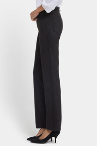 Marilyn Straight Pants in Stretch Faux Suede | Black | Non Denim | NYDJ