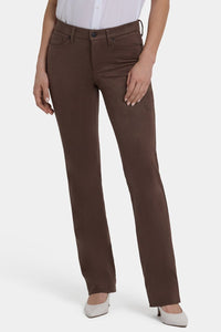 Marilyn Straight Pants in Stretch Faux Suede | Coffee Bean | Non Denim | NYDJ