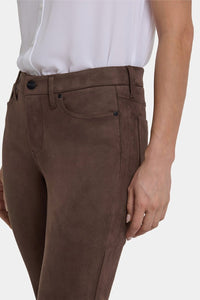 Marilyn Straight Pants in Stretch Faux Suede | Coffee Bean | Non Denim | NYDJ