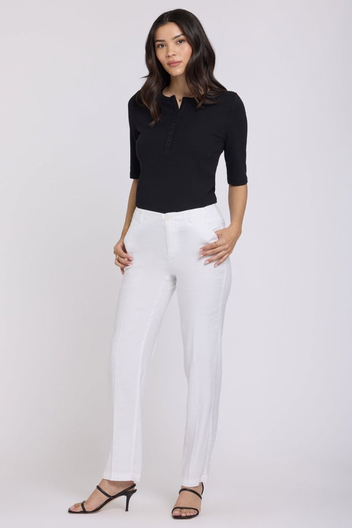 Marilyn Straight Pants In Stretch Linen | Optic White - NYDJ