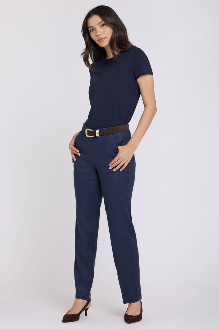 Marilyn Straight Pants In Stretch Linen | Oxford Navy - NYDJ