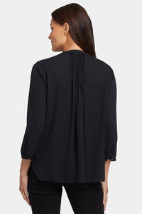 Pintuck Blouse | Black | Blouse | NYDJ