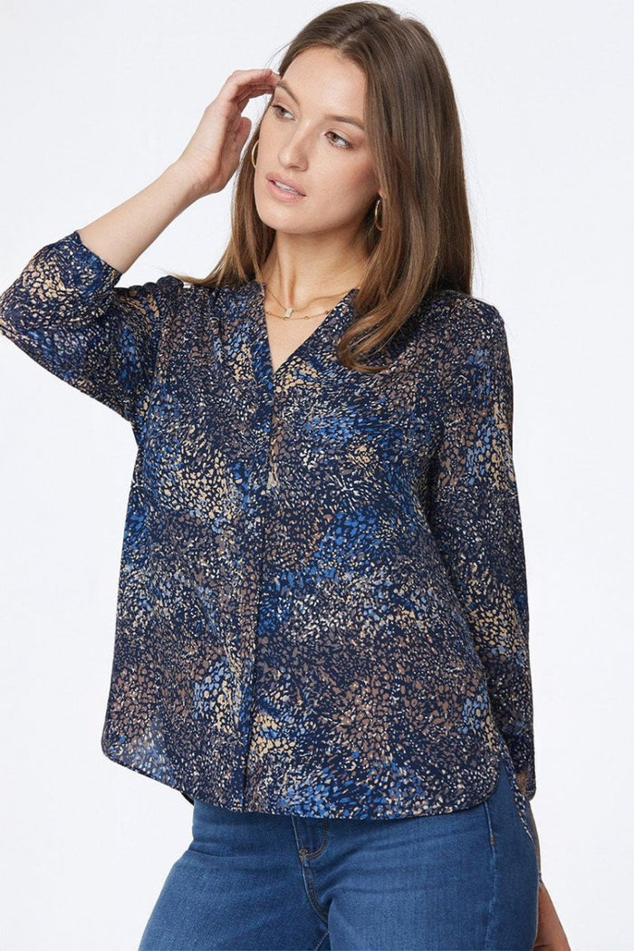 Pintuck Blouse Multi-coloured Print | Goleta Grove | Blouse | NYDJ