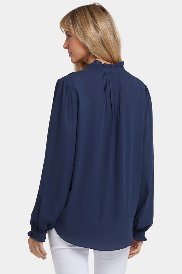 Pleated Front Tunic | Oxford Navy | Top | NYDJ