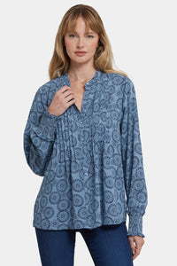 Pleated Peasant Blouse | Rain Garden | Blouse | NYDJ