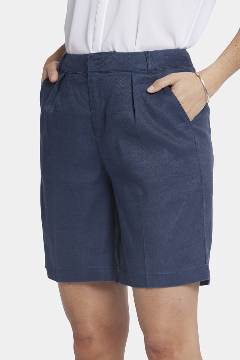 Relaxed Shorts In Stretch Linen | Oxford Navy | Shorts | NYDJ