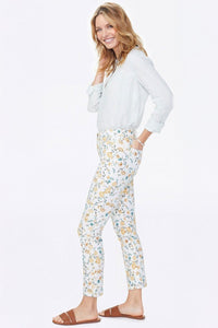 Sheri Slim Ankle Jeans Printed Premium Denim | Zinnia Arrangement Marigold | Non Denim | NYDJ