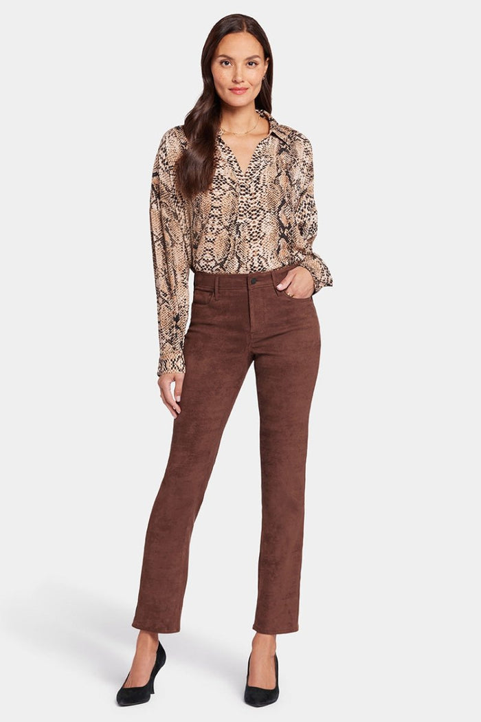 Sheri Slim Trouser Faux Suede | Dark Chocolate | Pants | NYDJ