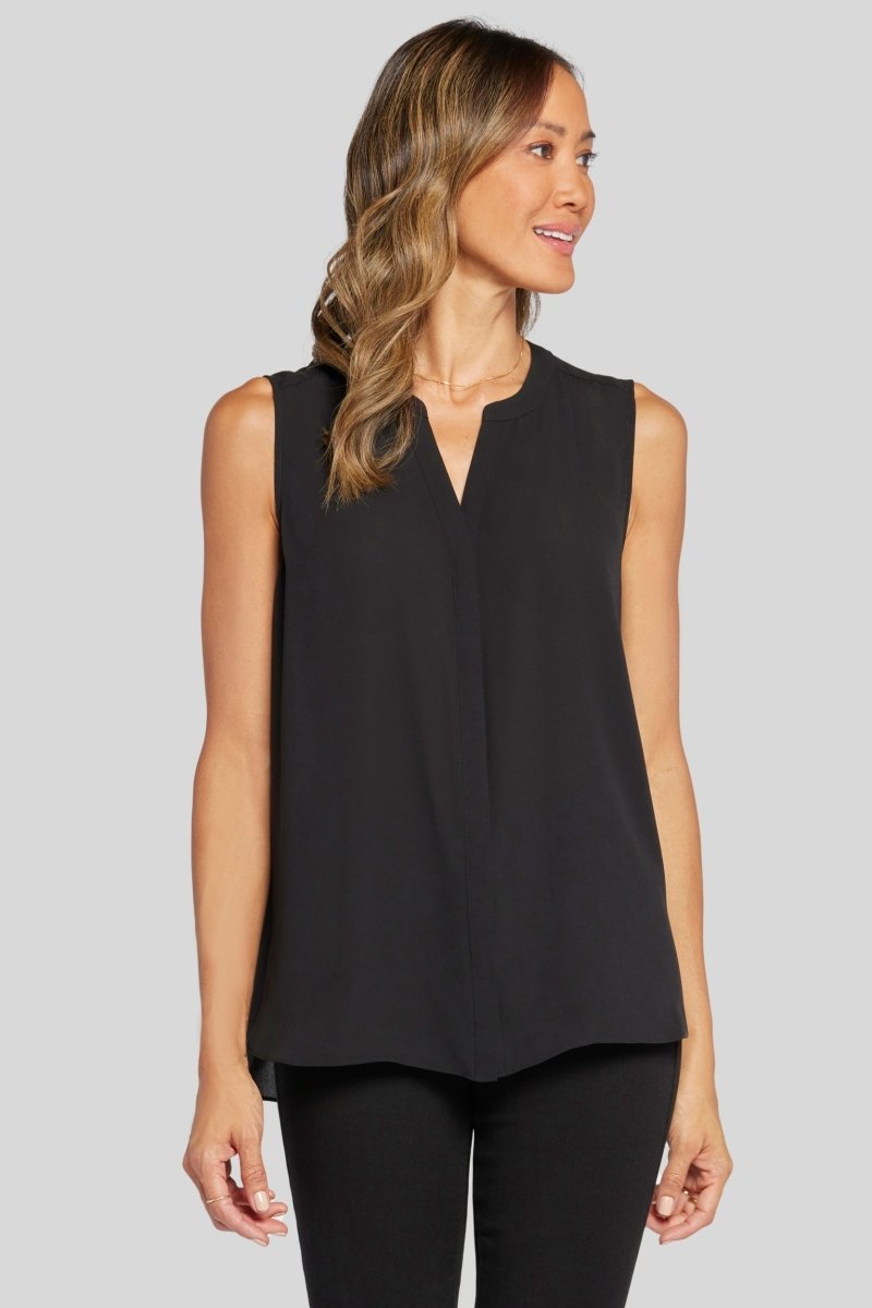Sleeveless Pintuck Blouse | Black - NYDJ