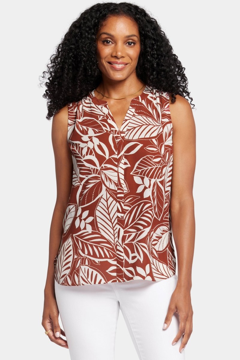 Sleeveless Pintuck Blouse Tropical Print | Arianna - NYDJ