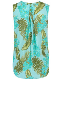 Sleeveless Pintuck Blouse Tropical Print | Calypso Orchid | Top | NYDJ