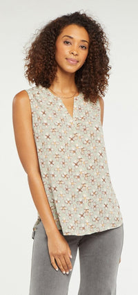 Sleeveless Pintuck Floral Print | Fox Cove | Top | NYDJ