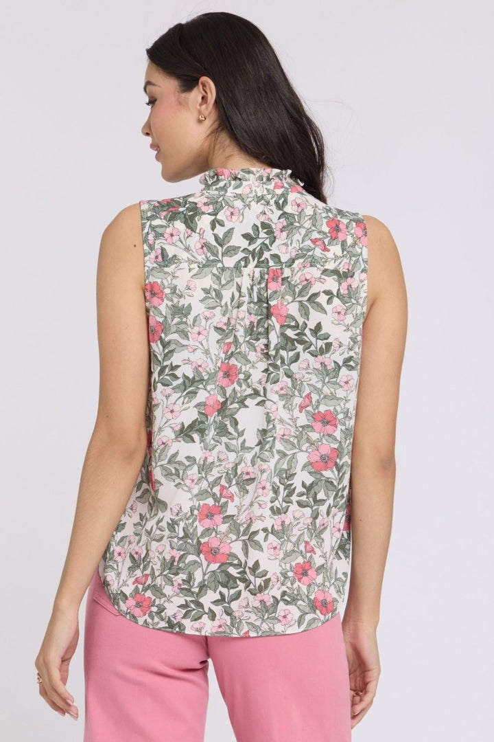Sleeveless Ruffle Neck Blouse | Primrose Garden | Blouse | NYDJ