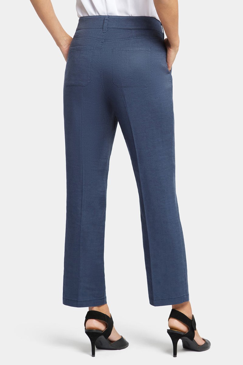Straight Leg Ankle Trouser Dark Blue Stretch Linen | Oxford Navy | Pants | NYDJ