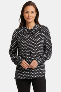 Tie-Neck Blouse Graphic Print | Pearl Medallion | Blouse | NYDJ