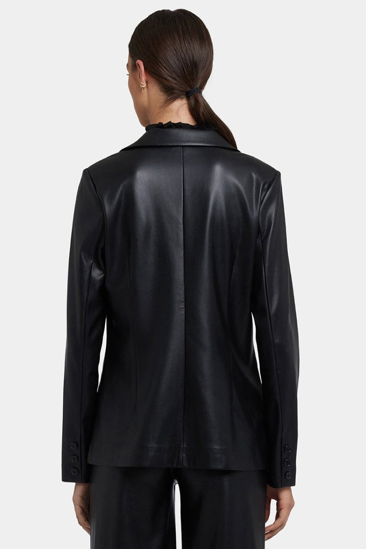 Vegan Stretch Sculpt-Her™ Leather Blazer | Black | Blazer | NYDJ