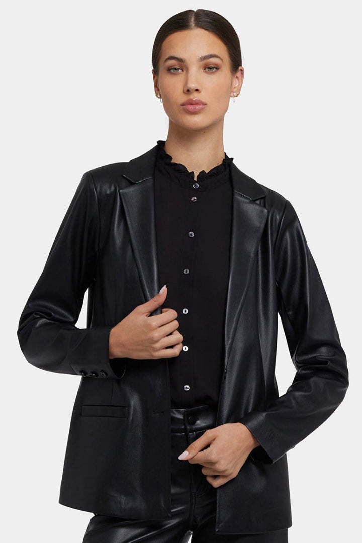 Vegan Stretch Sculpt-Her™ Leather Blazer | Black | Blazer | NYDJ