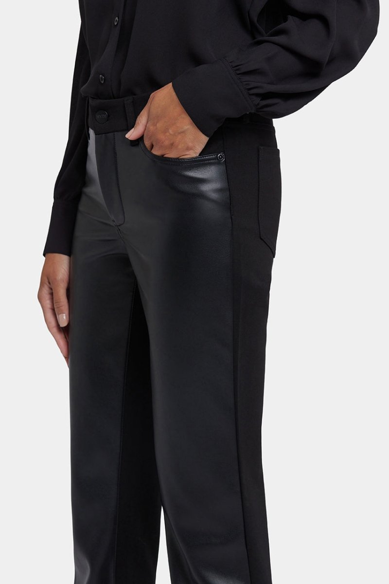 Vegan Stretch Sculpt-Her™ Leather Marilyn Straight Pants | Black | Pants | NYDJ